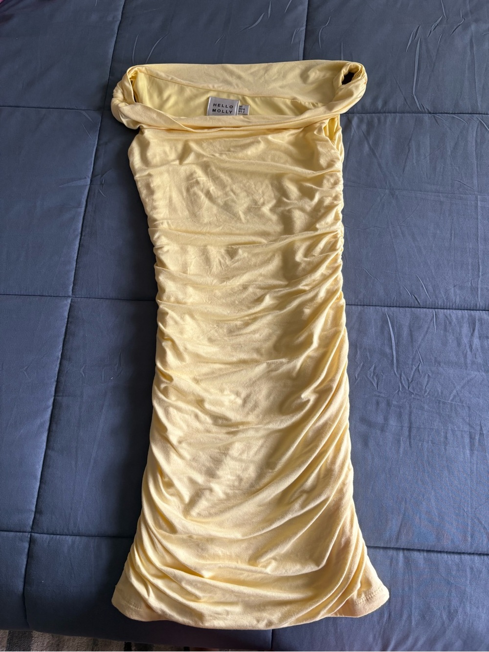 Hello Molly Pale Yellow Ruched Tube Dress